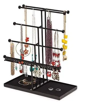 Castlencia Black Velvet Tray Extra Large 5 Tier Tabletop Bracelet, Necklace, Earring Display Jewelry Tree - Jewelry Organizer Holder