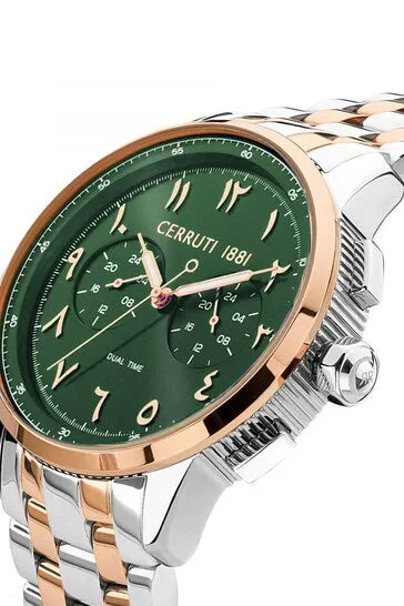 Cerruti 1881 Mucciano Gents Green Dial Silver Rose Gold Tone Watch