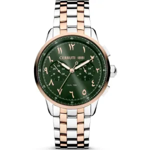 Cerruti 1881 Mucciano Gents Green Dial Silver Rose Gold Tone Watch