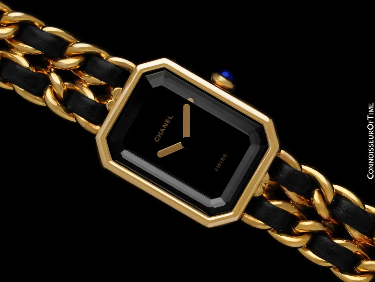 Chanel Premiere Ladies Rectangular Watch with Bracelet - 18K Gold Plated & Stainless Steel