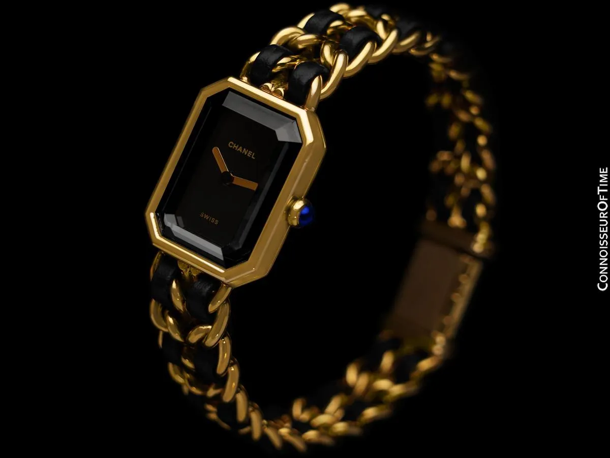 Chanel Premiere Ladies Rectangular Watch with Bracelet - 18K Gold Plated & Stainless Steel