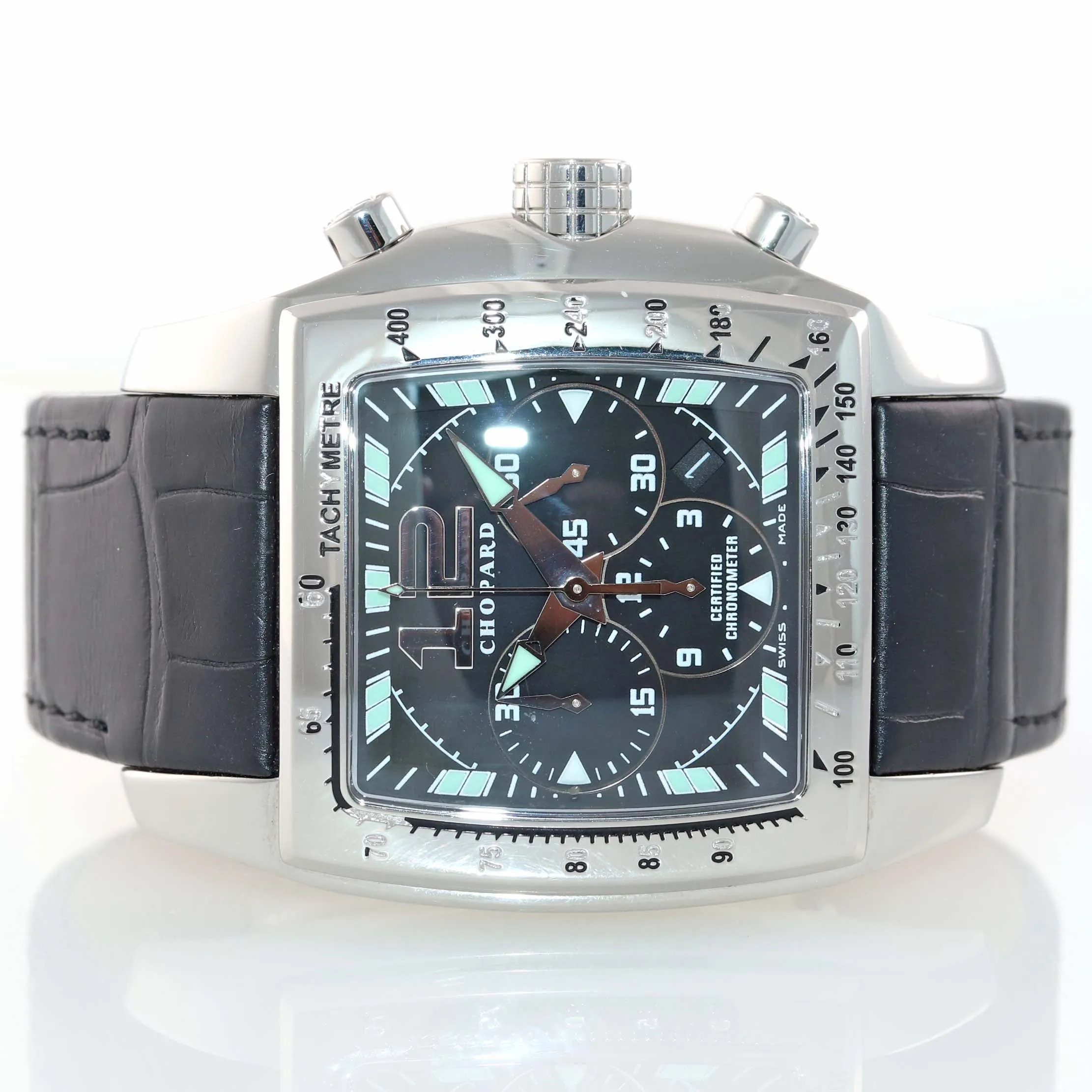 Chopard Tycoon Two O Ten Steel Chronograph Black Date 8961 46mm Watch