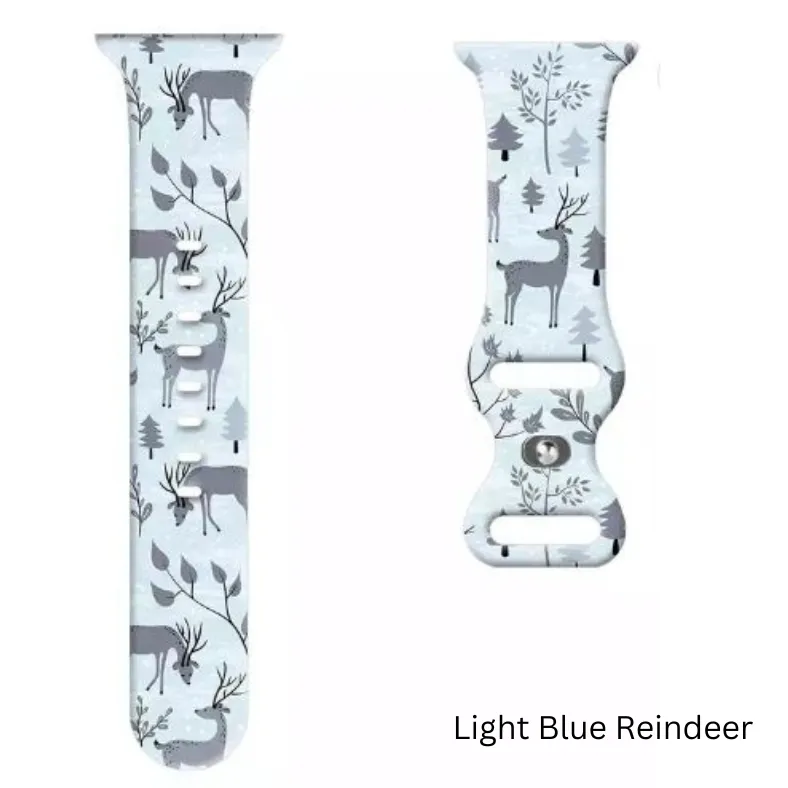 Christmas Reindeer, Candy Cane, Santa, Snowman Silicone Smart Watch Bands.