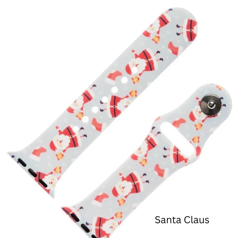 Christmas Reindeer, Candy Cane, Santa, Snowman Silicone Smart Watch Bands.
