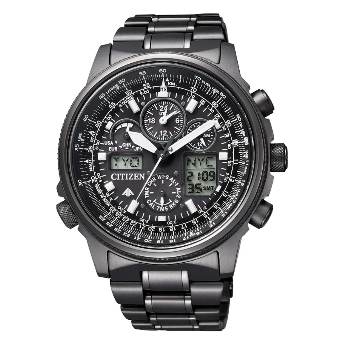 Citizen Promaster JY8025-59E JY8025 SKY Chronograph Black Dial LCD Eco-Drive Mens Watch
