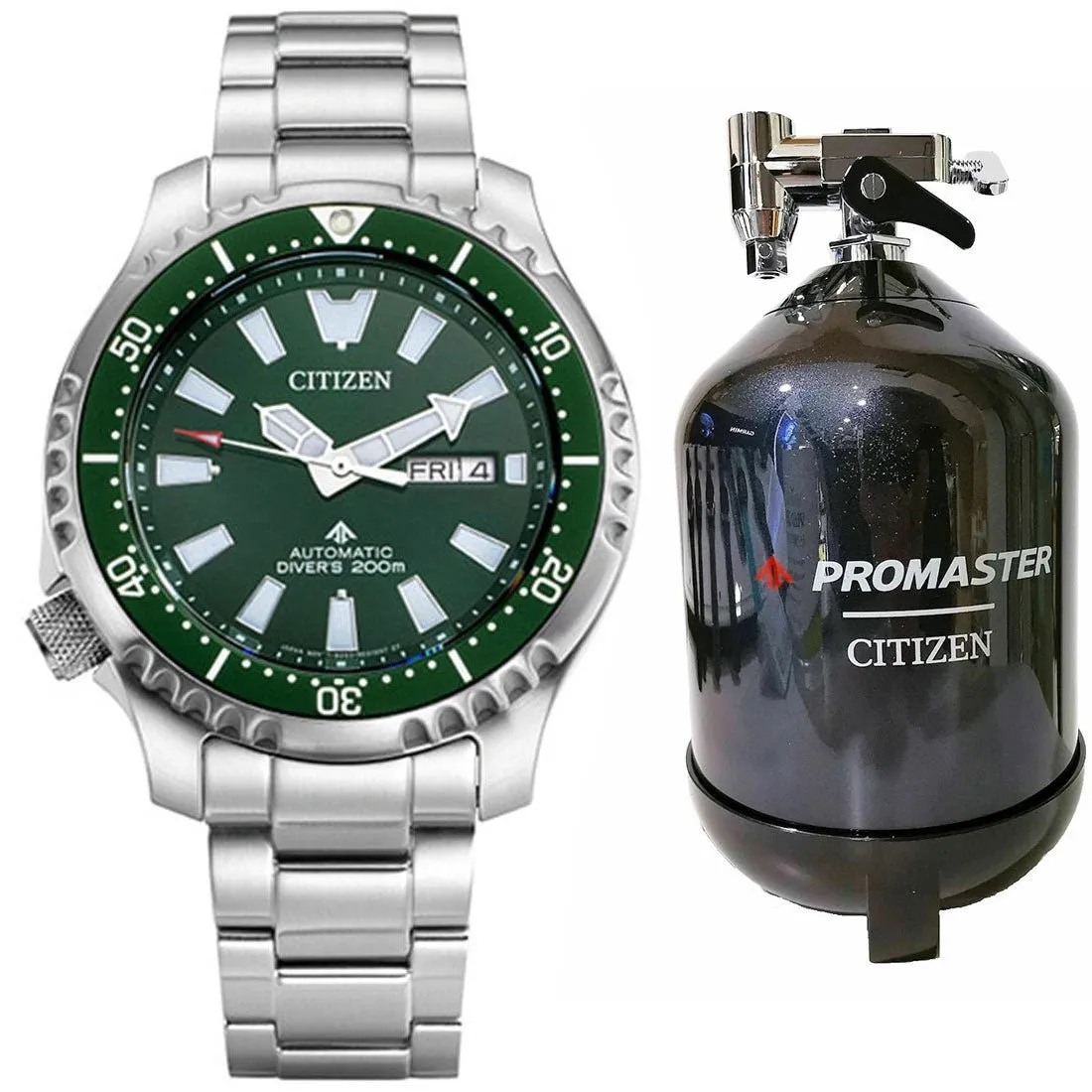 Citizen Promaster Marine Fugu NY0131-81X Green Dial Diving Watch with Tank Box