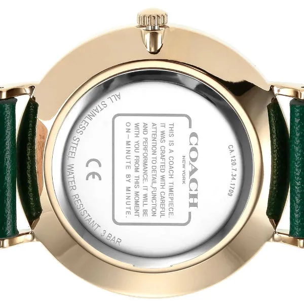 Coach Perry Green Leather Strap Green Dial Quartz Watch for Ladies - 14503383