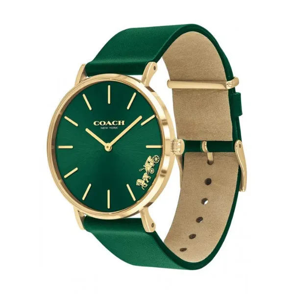 Coach Perry Green Leather Strap Green Dial Quartz Watch for Ladies - 14503383