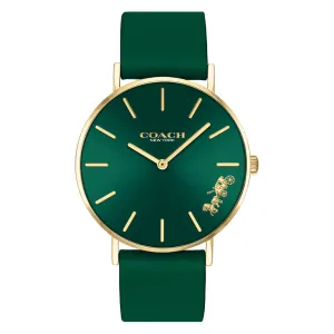 Coach Perry Green Leather Strap Green Dial Quartz Watch for Ladies - 14503383