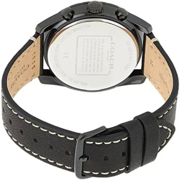 Coach Thompson Black Leather Strap Black Dial Chronograph Quartz Watch for Gents - 14602412