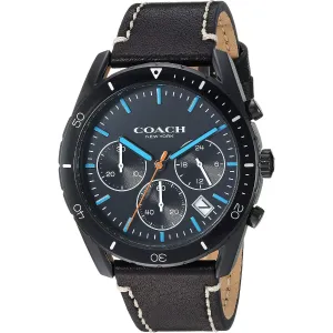 Coach Thompson Black Leather Strap Black Dial Chronograph Quartz Watch for Gents - 14602412