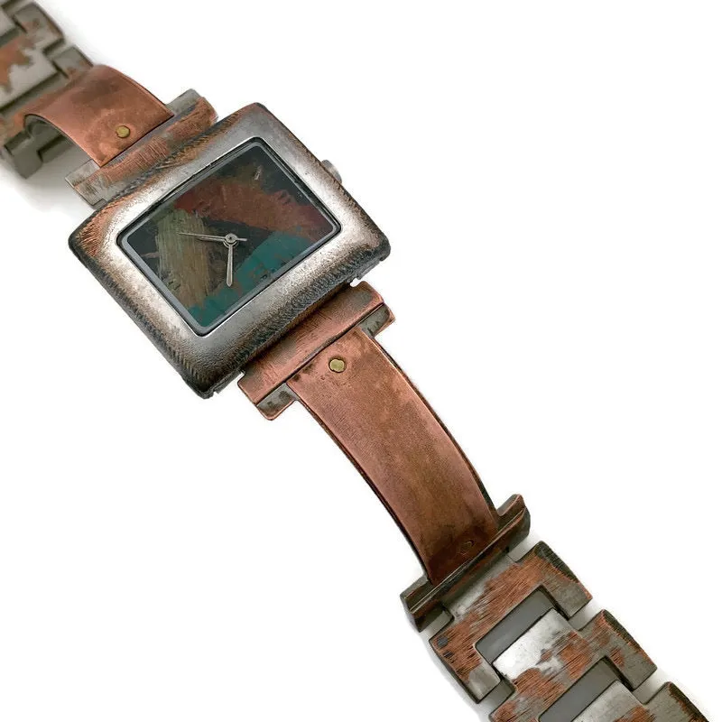 Copper Watch With Multi Color Dial