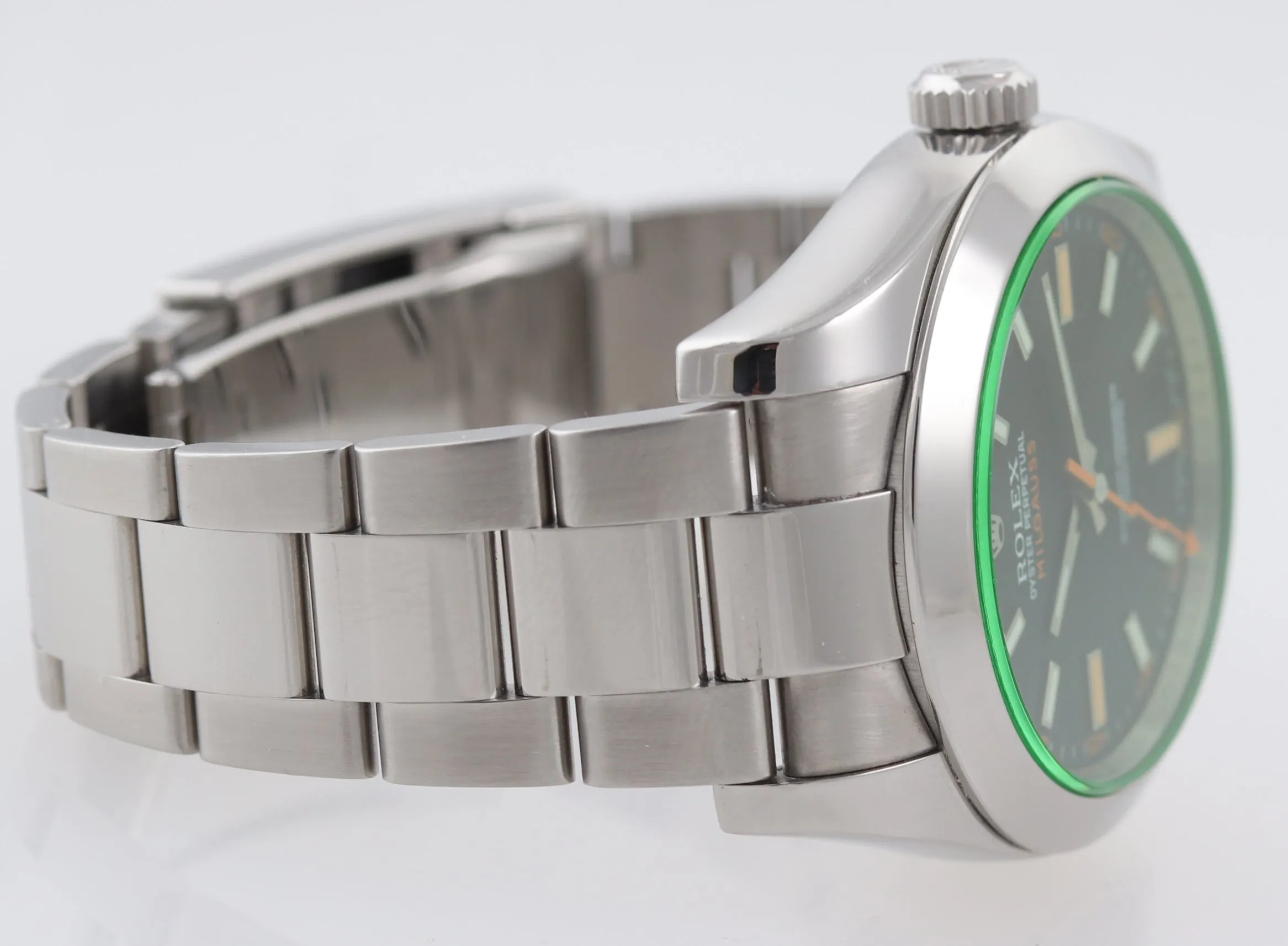 Copy of 2015 PAPERS Rolex Milgauss Green Anniversary 116400gv Steel Black Watch Box