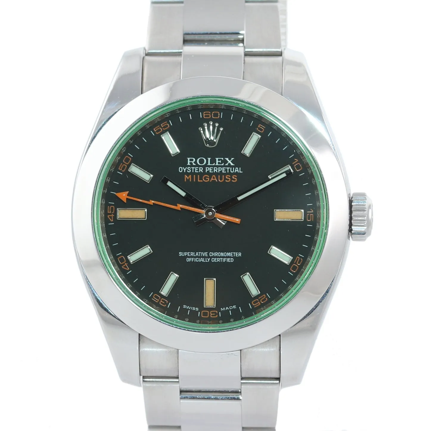 Copy of 2015 PAPERS Rolex Milgauss Green Anniversary 116400gv Steel Black Watch Box