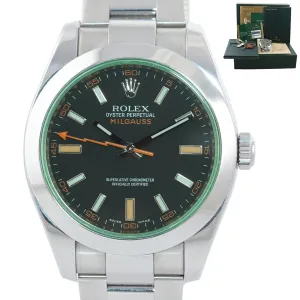 Copy of 2015 PAPERS Rolex Milgauss Green Anniversary 116400gv Steel Black Watch Box