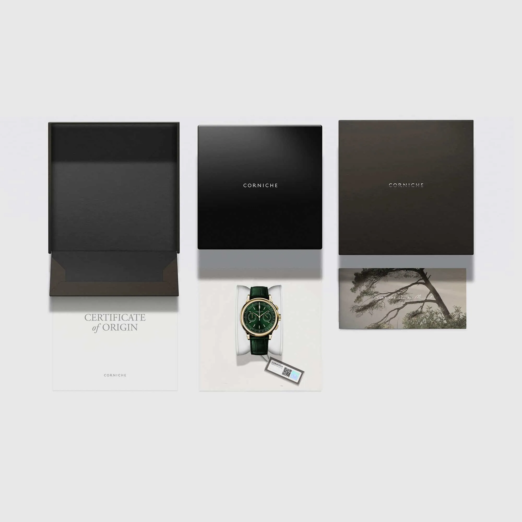 CORNICHE Chronograph Yellow Gold Green Dial