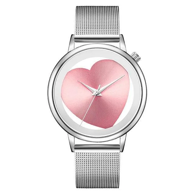 Creative Hollow Analog Black Stainless Steel Mesh Wristwatch