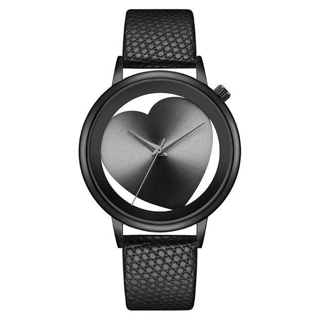 Creative Hollow Analog Black Stainless Steel Mesh Wristwatch
