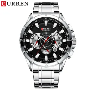 CURREN Men's Watch Fashion Sport Quartz Chronograph Waterproof Luxury Wristwatches with Luminous Hands