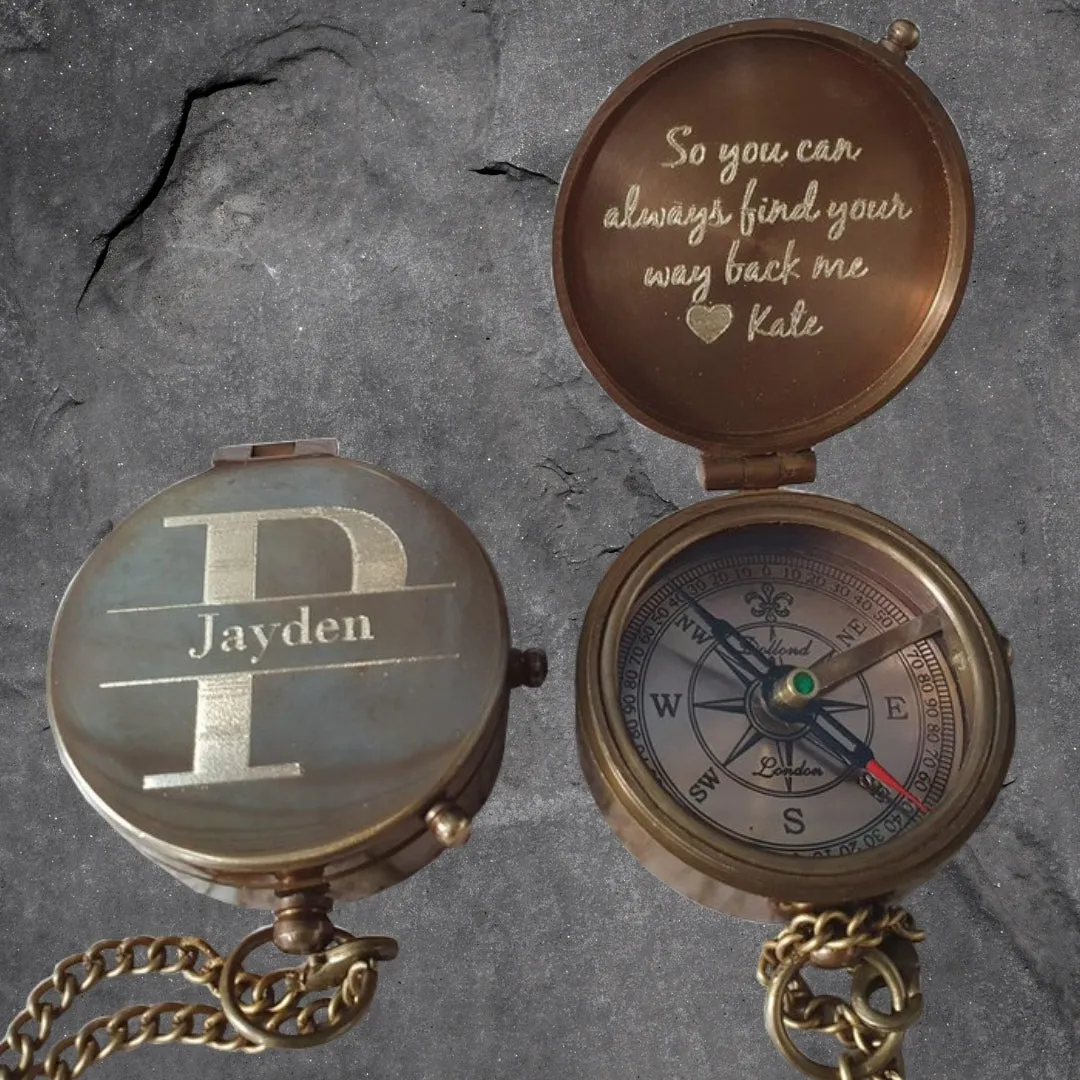 Custom Compass Gift for Son, Personalized Working Compass for Grandson