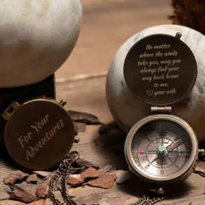 Custom Engraved Working Handmade Antique Brass Compass Gift for Men
