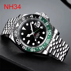 Custom Logo New Luxury NH34 Mechanical Wristwatch Stainless Steel GMT Watch Sapphire Glass Top Brand Men Watches Reloj Hombre