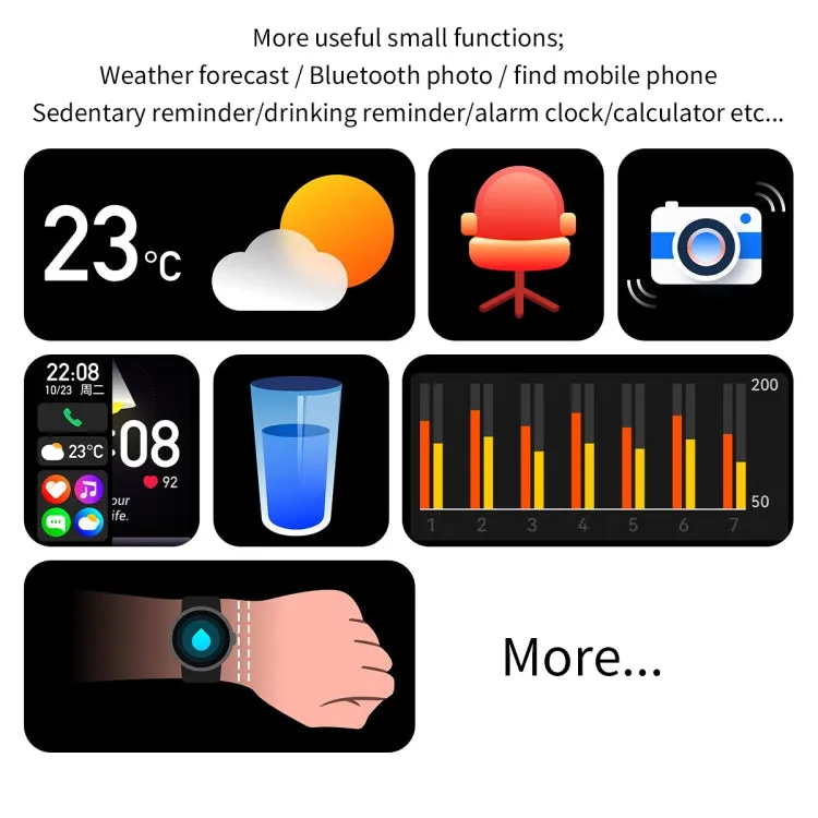 CY19 1.32 inch AMOLED Screen Silicone Strap Smart Watch, Blood Oxygen/Blood Pressure/Heart Rate(Black)