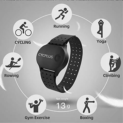 CYCPLUS Heart Rate Monitor Armband Waterproof Heart Rate Sensor for Men and Women, Bluetooth/ANT 