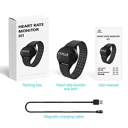 CYCPLUS Heart Rate Monitor Armband Waterproof Heart Rate Sensor for Men and Women, Bluetooth/ANT 