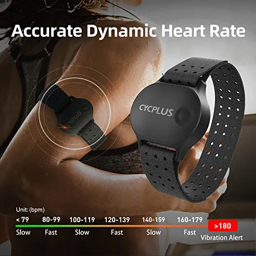 CYCPLUS Heart Rate Monitor Armband Waterproof Heart Rate Sensor for Men and Women, Bluetooth/ANT 
