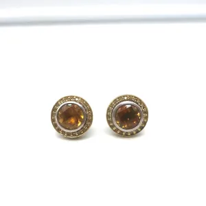 David Yurman Cerise Citrine & Sapphire Round Stud Earrings Sterling Silver