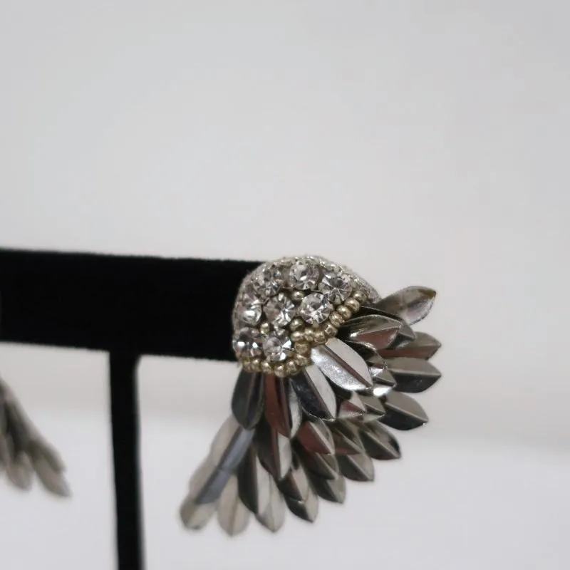 Deepa by Deepa Gurnani Perry Wing Earrings Silver-Plated Brass & Crystals