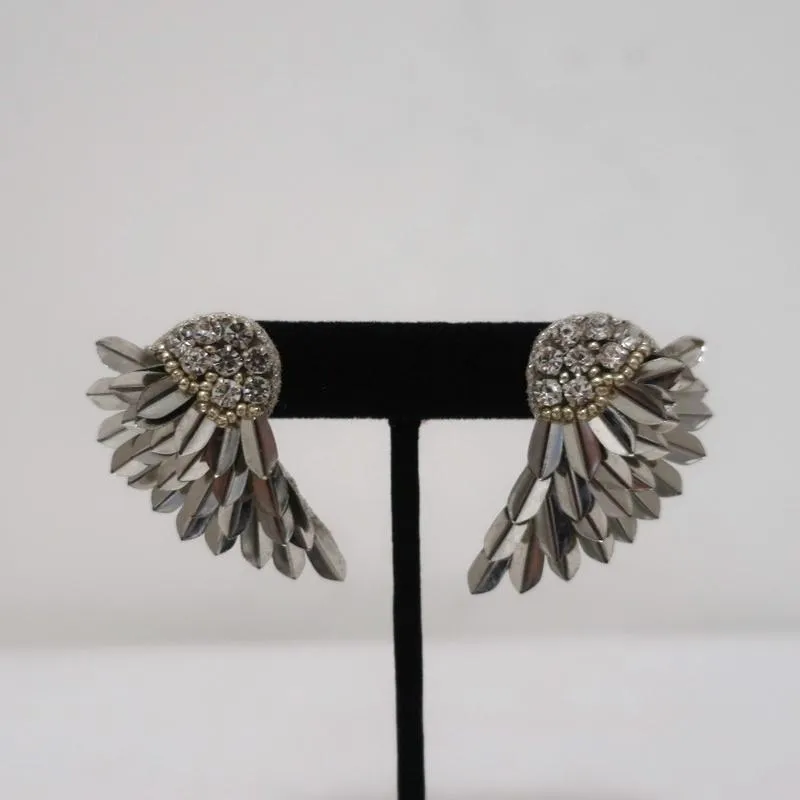 Deepa by Deepa Gurnani Perry Wing Earrings Silver-Plated Brass & Crystals