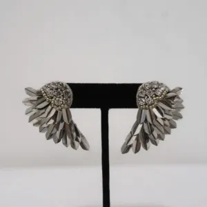 Deepa by Deepa Gurnani Perry Wing Earrings Silver-Plated Brass & Crystals