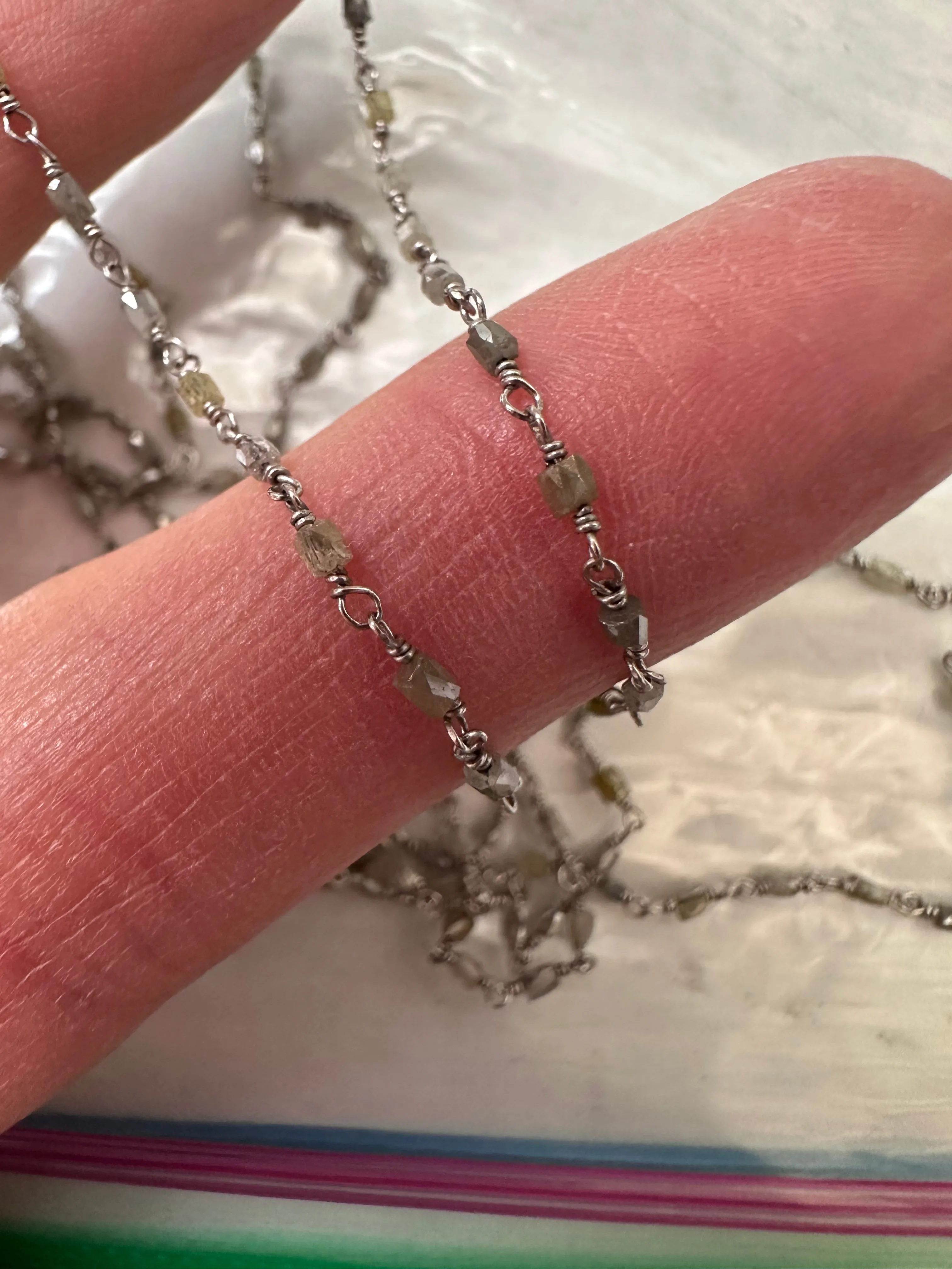 Designer Strand Necklace Beaded Silver