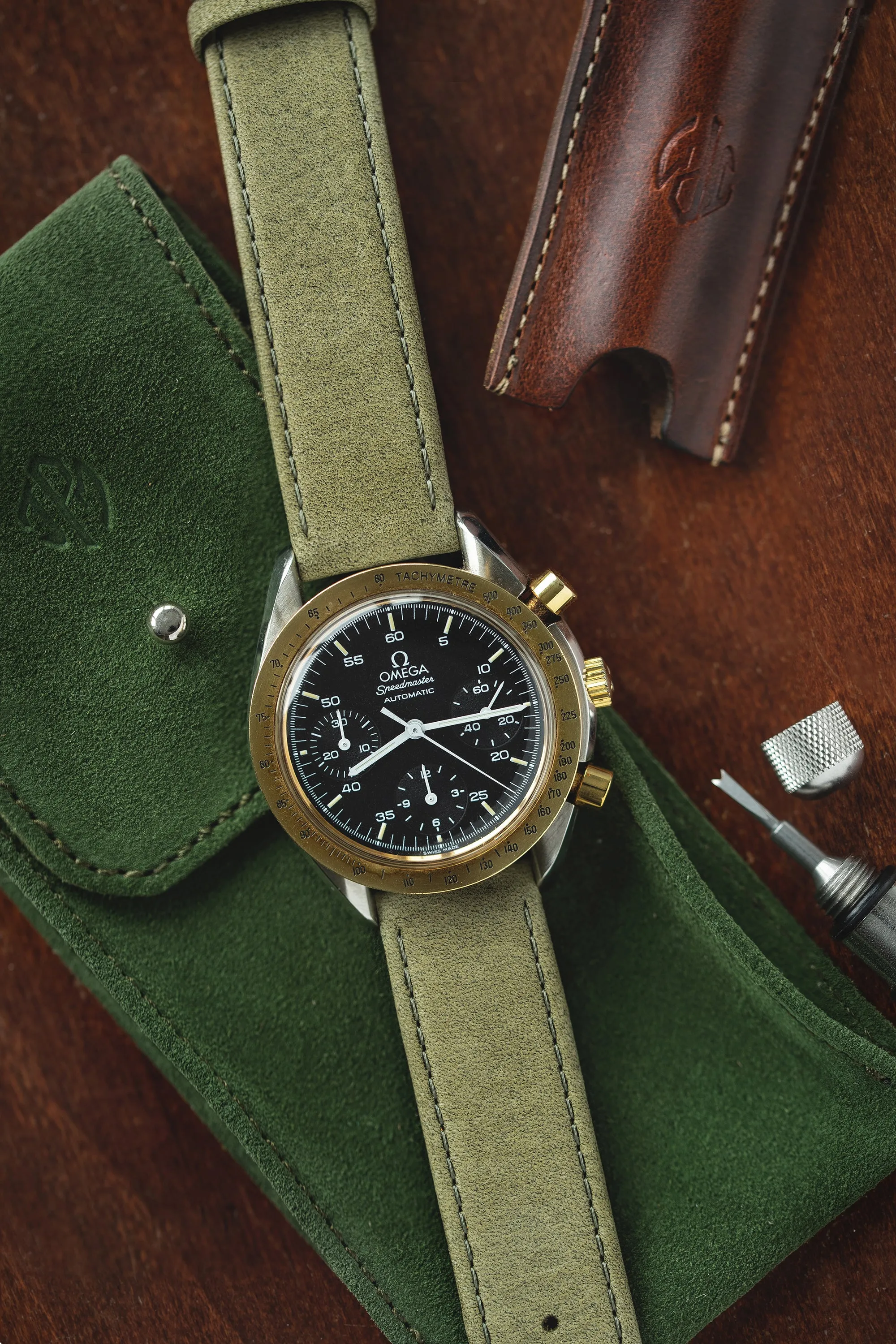 Di-Modell NATURAL Anti-Allergic Leather Watch Strap in GREEN