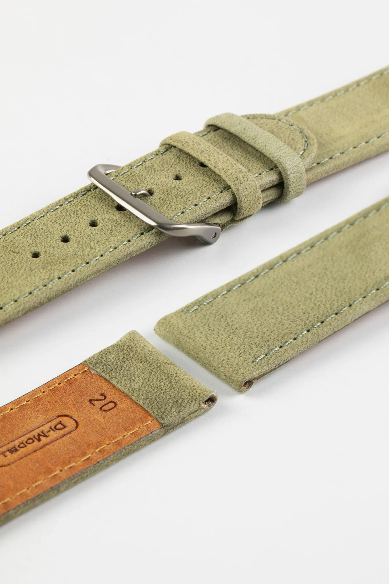 Di-Modell NATURAL Anti-Allergic Leather Watch Strap in GREEN