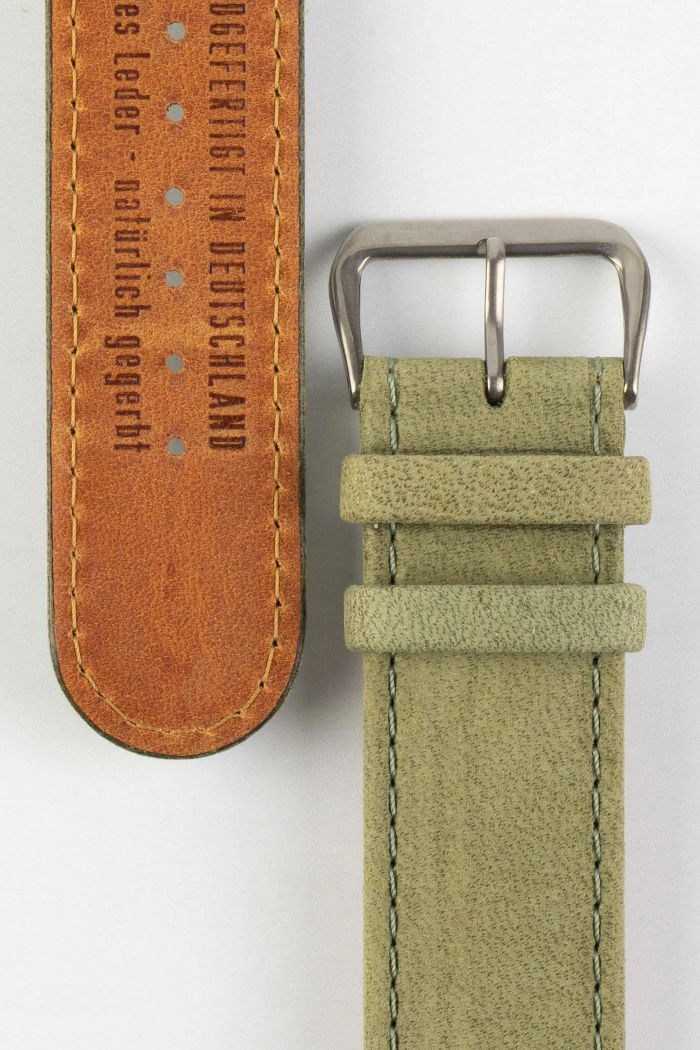 Di-Modell NATURAL Anti-Allergic Leather Watch Strap in GREEN