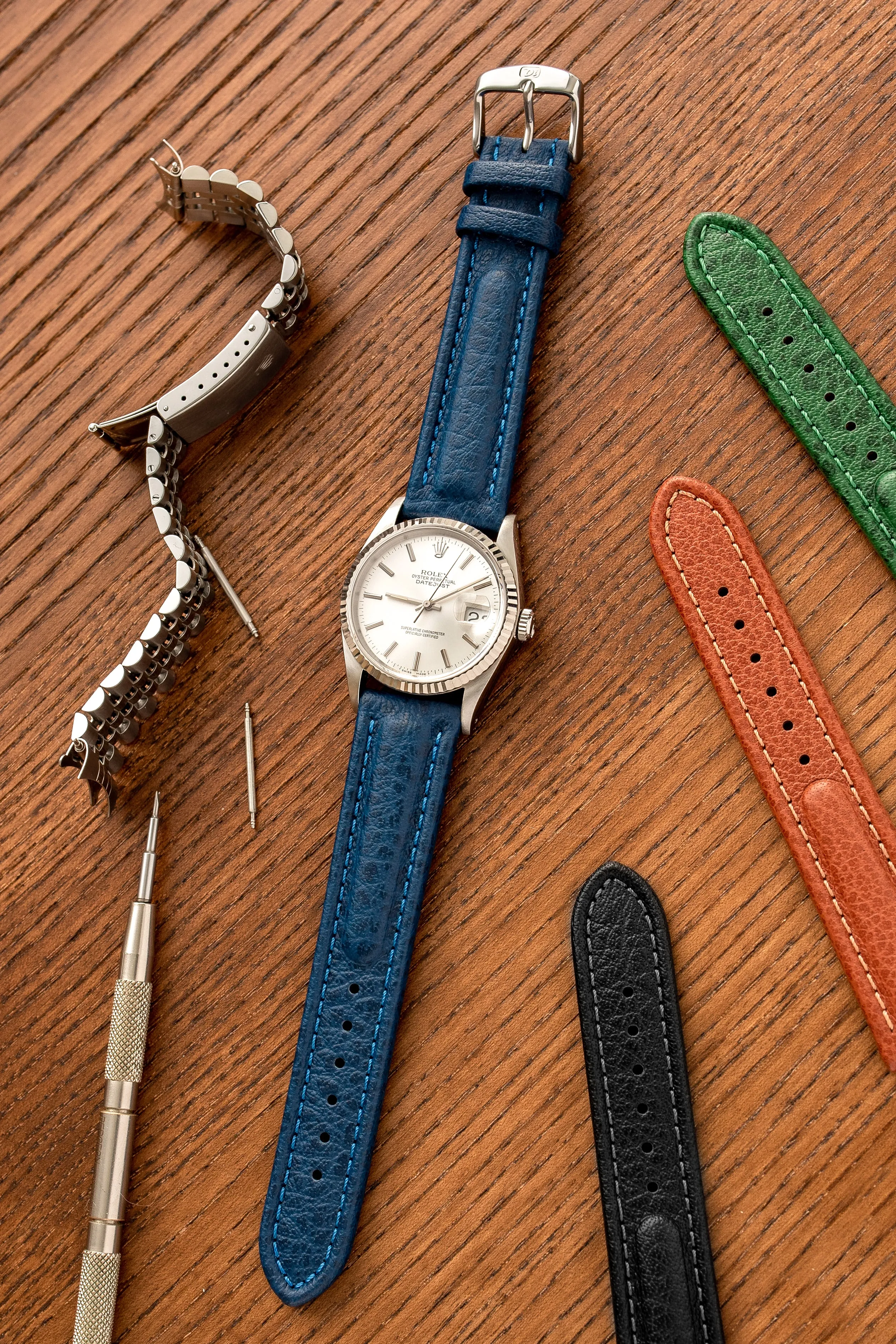 Di-Modell POLO SHERPA Waterproof Padded Leather Watch Strap in BLUE
