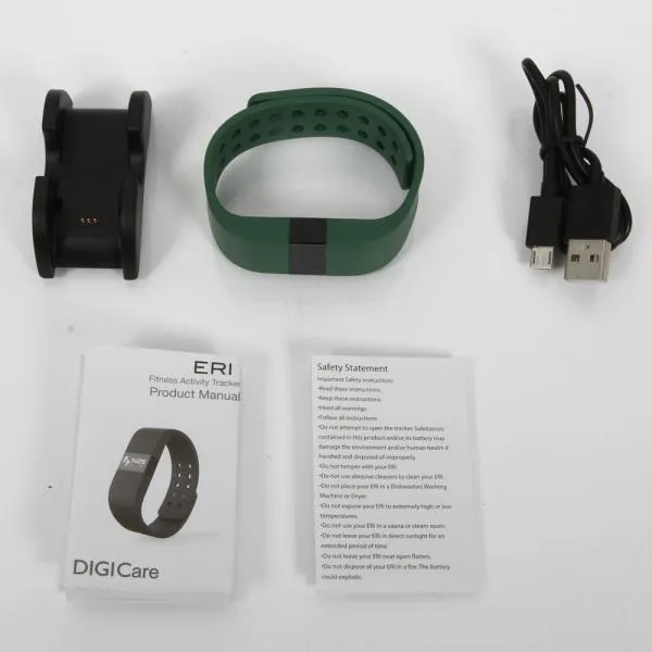 DiGiCare ERI LED Real Time Display Update Waterproof Bluetooth Wrist Watch Wireless Smart Bracelet Army Green