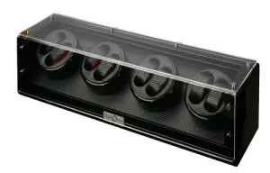 Diplomat Black Wood Eight Watch Winder with Carbon Fiber Interior
