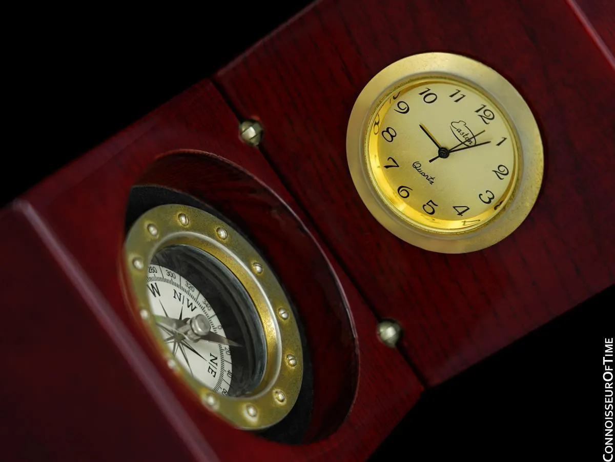 Easton Clock & Compass in Wood box - Owned & Used by Jerry Lewis