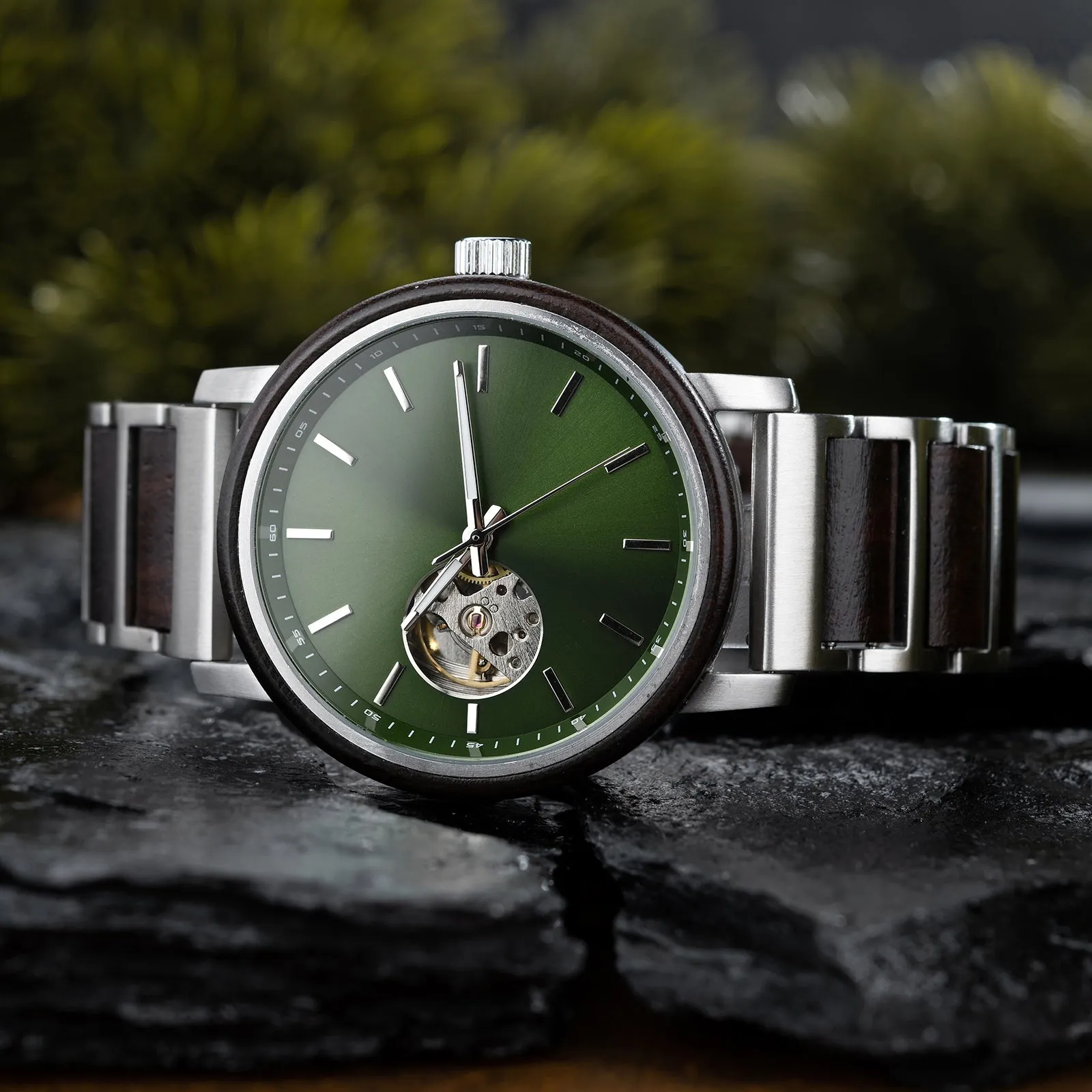 EBONIX - Men Wood Watch Automatic Mechanical