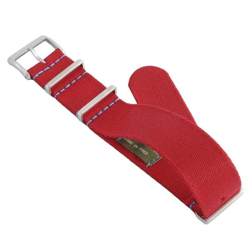 Eco-Friendly Nylon Military Watch Strap -  Red Light Blue Stitches