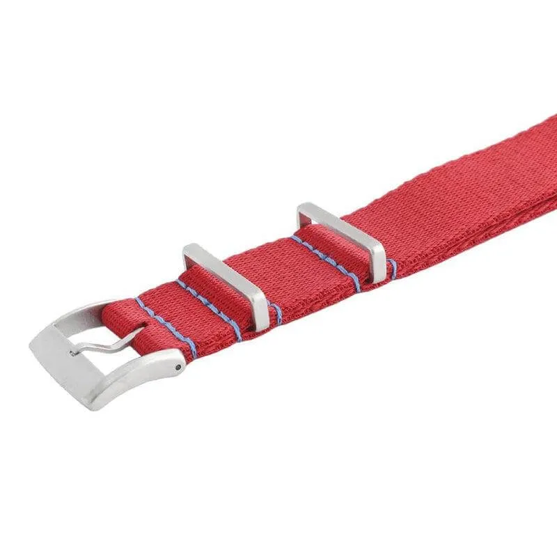 Eco-Friendly Nylon Military Watch Strap -  Red Light Blue Stitches