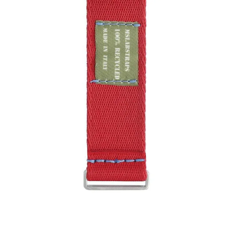 Eco-Friendly Nylon Military Watch Strap -  Red Light Blue Stitches