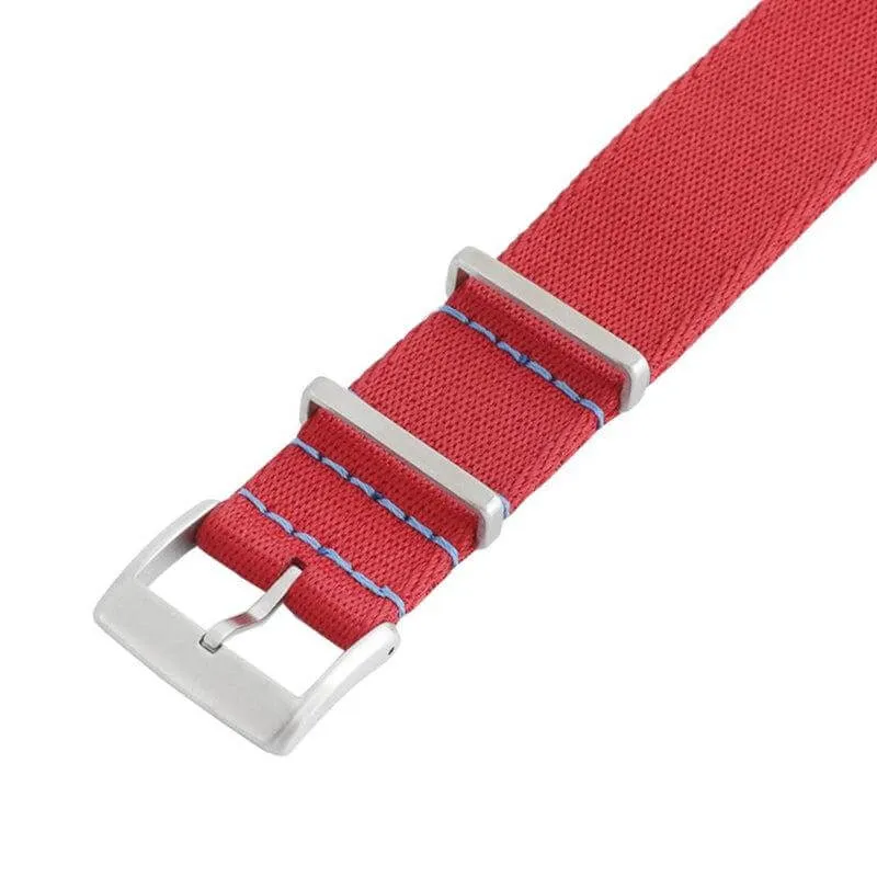 Eco-Friendly Nylon Military Watch Strap -  Red Light Blue Stitches