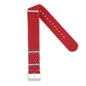 Eco-Friendly Nylon Military Watch Strap -  Red Light Blue Stitches