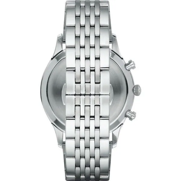 EMPORIO ARMANI Beta Silver Stainless Steel Black Dial Chronograph Quartz Watch for Gents - AR1863
