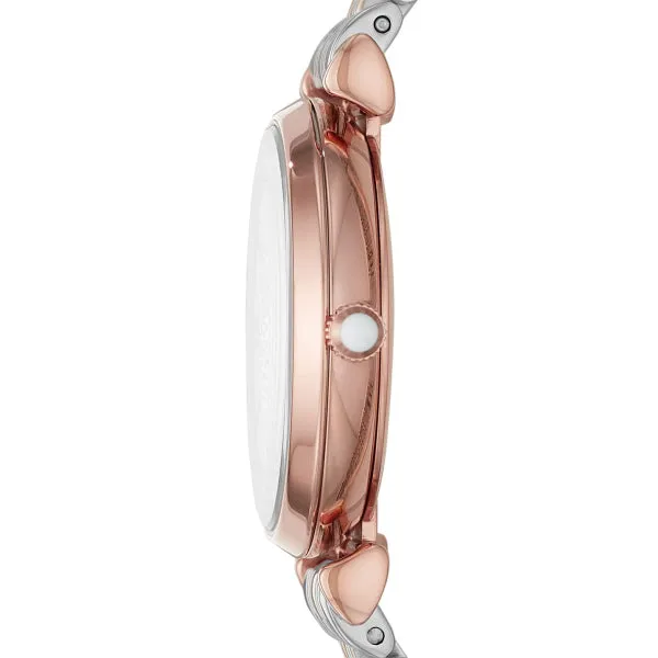 EMPORIO ARMANI Retro Two-Tone Stainless Steel White Dial Quartz Watch for Ladies - AR80035